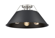 Golden Canada 3306-3FM PW-BLK - Yep by Golden Lighting Orwell 3-light Flush Mount in Pewter and Matte Black shade
